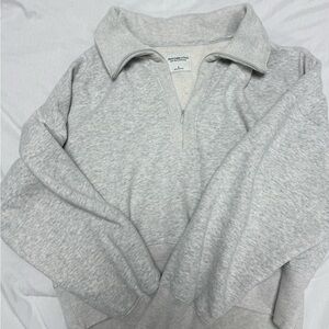 Abercrombie & Fitch Gray Quarter-Zip Sweatshirt